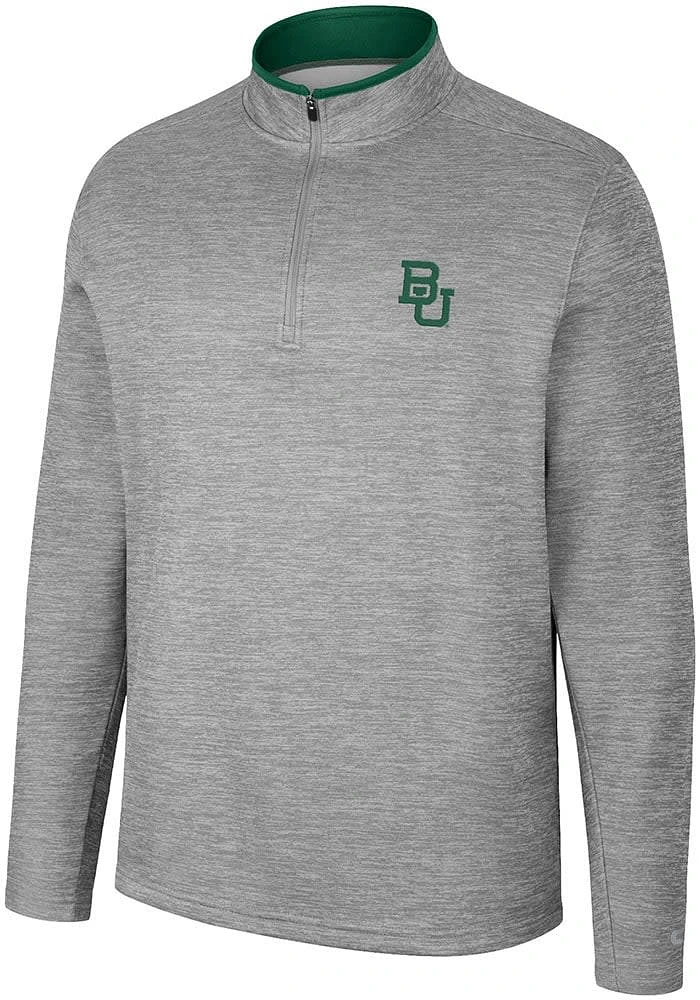 Colosseum Baylor Bears Mens Grey Chase Long Sleeve Qtr Zip Pullover