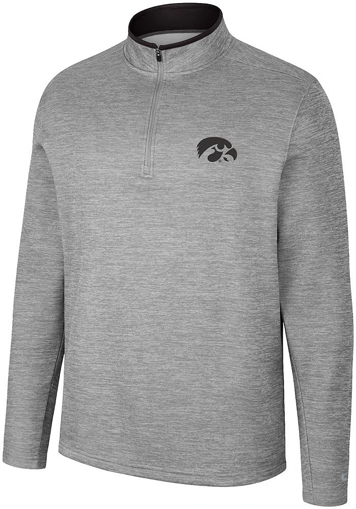 Colosseum Iowa Hawkeyes Mens Grey Chase Long Sleeve Qtr Zip Pullover