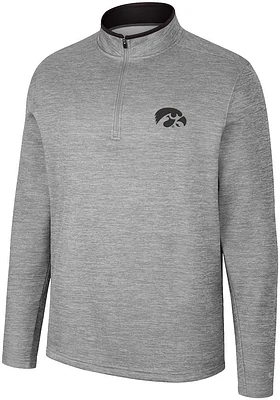Colosseum Iowa Hawkeyes Mens Grey Chase Long Sleeve Qtr Zip Pullover