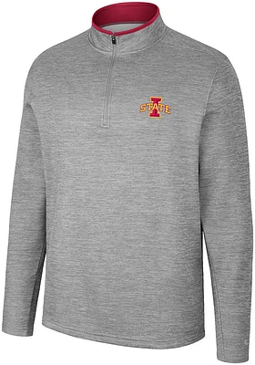 Colosseum Iowa State Cyclones Mens Grey Chase Long Sleeve Qtr Zip Pullover