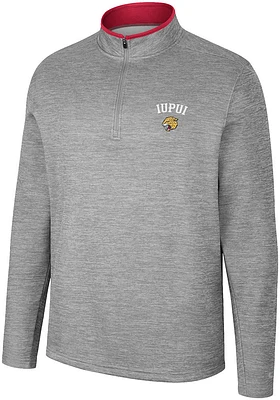 Colosseum IUPUI Jaguars Mens Grey Chase Long Sleeve Qtr Zip Pullover