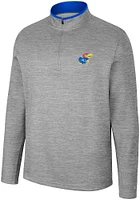 Colosseum Kansas Jayhawks Mens Grey Chase Long Sleeve Qtr Zip Pullover