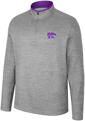 Colosseum K-State Wildcats Mens Grey Chase Long Sleeve Qtr Zip Pullover