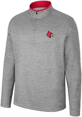 Colosseum Louisville Cardinals Mens Grey Chase Long Sleeve Qtr Zip Pullover