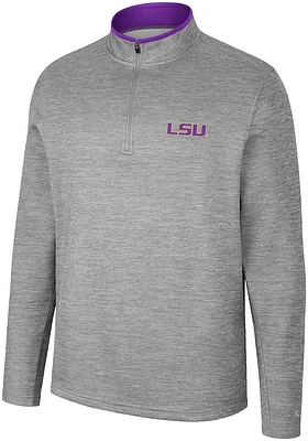 Colosseum LSU Tigers Mens Grey Chase Long Sleeve Qtr Zip Pullover