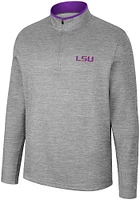 Colosseum LSU Tigers Mens Grey Chase Long Sleeve Qtr Zip Pullover