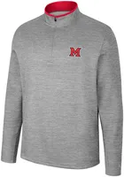 Colosseum Miami RedHawks Mens Grey Chase Long Sleeve Qtr Zip Pullover