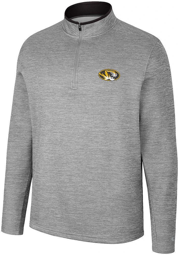 Colosseum Missouri Tigers Mens Grey Chase Long Sleeve Qtr Zip Pullover