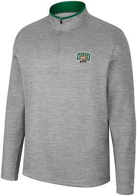 Colosseum Ohio Bobcats Mens Grey Chase Long Sleeve Qtr Zip Pullover