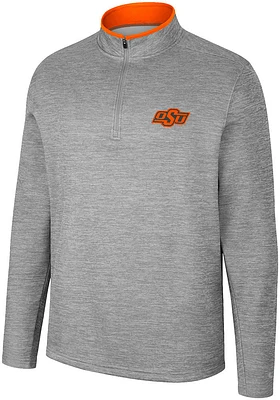 Colosseum Oklahoma State Cowboys Mens Grey Chase Long Sleeve Qtr Zip Pullover