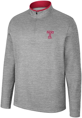 Colosseum Temple Owls Mens Grey Chase Long Sleeve Qtr Zip Pullover