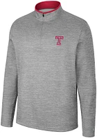 Colosseum Temple Owls Mens Grey Chase Long Sleeve Qtr Zip Pullover