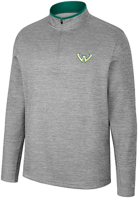 Colosseum Wayne State Warriors Mens Grey Chase Long Sleeve Qtr Zip Pullover