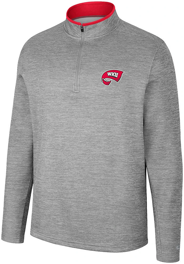 Colosseum Western Kentucky Hilltoppers Mens Grey Chase Long Sleeve Qtr Zip Pullover