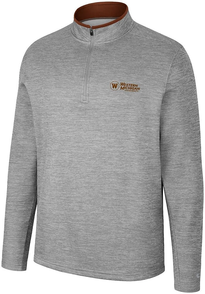 Colosseum Western Michigan Broncos Mens Grey Chase Long Sleeve Qtr Zip Pullover