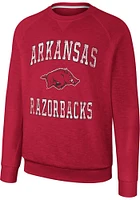 Colosseum Arkansas Razorbacks Mens Crimson Reggie Long Sleeve Crew Sweatshirt