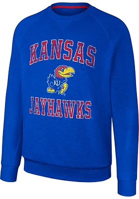 Colosseum Kansas Jayhawks Mens Reggie Long Sleeve Crew Sweatshirt