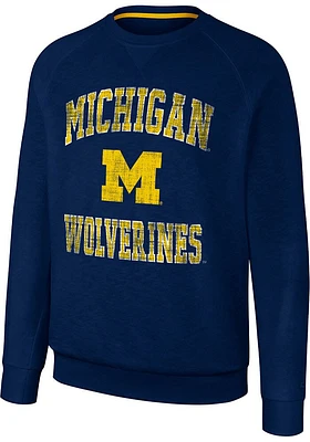 Colosseum Michigan Wolverines Mens Reggie Long Sleeve Crew Sweatshirt