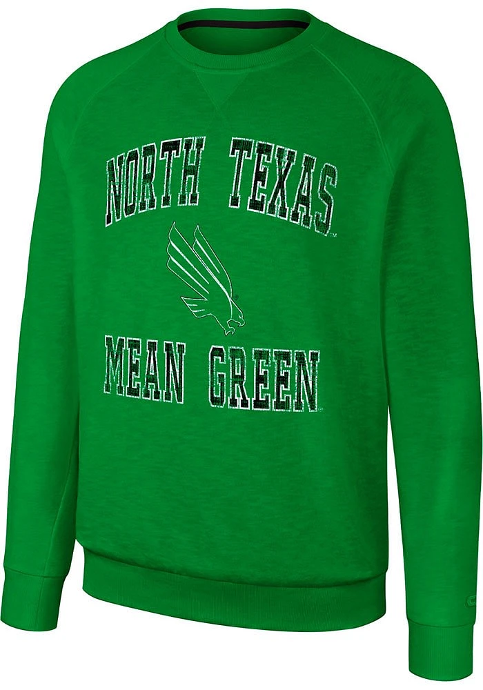 Colosseum North Texas Mean Green Mens Reggie Long Sleeve Crew Sweatshirt