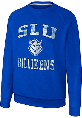 Colosseum Saint Louis Billikens Mens Blue Reggie Long Sleeve Crew Sweatshirt
