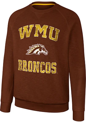 Colosseum Western Michigan Broncos Mens Brown Reggie Long Sleeve Crew Sweatshirt