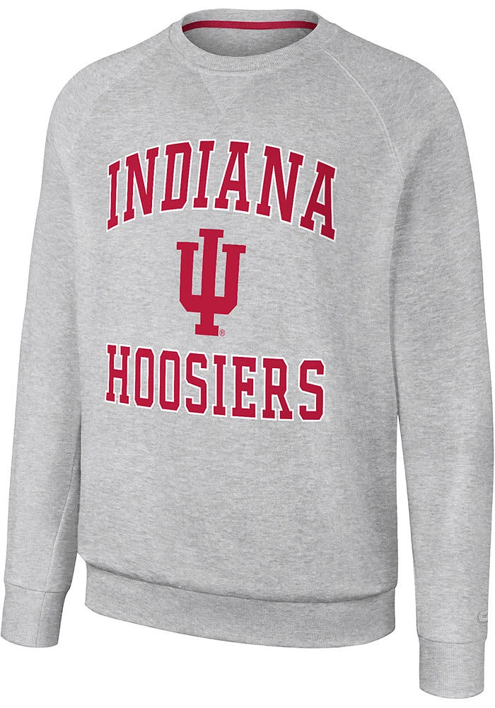 Colosseum Indiana Hoosiers Mens Grey Reggie Long Sleeve Crew Sweatshirt