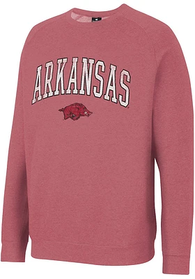 Colosseum Arkansas Razorbacks Mens Crimson Parsons Long Sleeve Crew Sweatshirt
