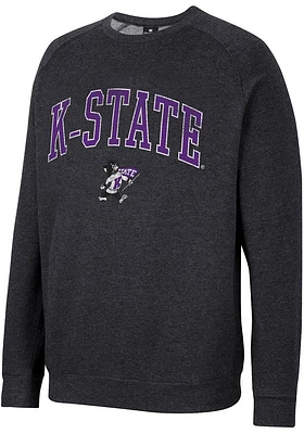 Colosseum K-State Wildcats Mens Black Parsons Long Sleeve Crew Sweatshirt