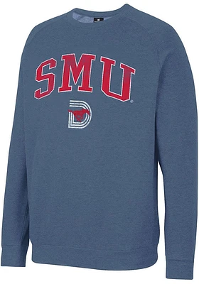 Colosseum SMU Mustangs Mens Blue Parsons Long Sleeve Crew Sweatshirt