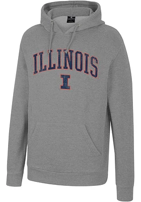 Colosseum Illinois Fighting Illini Mens Grey Allen Long Sleeve Hoodie