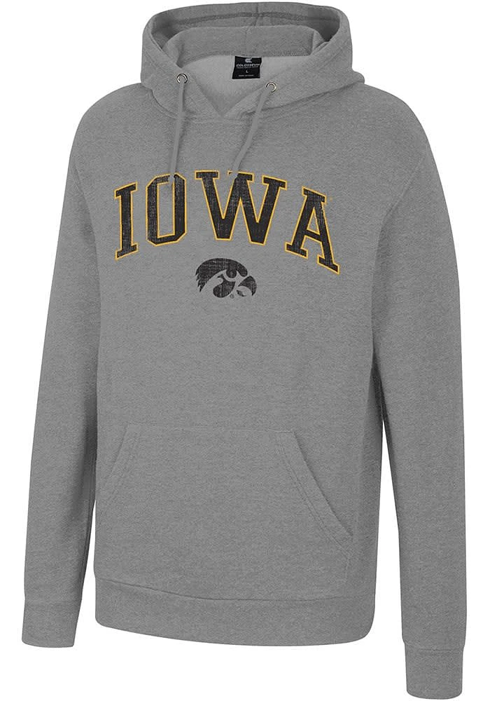 Colosseum Iowa Hawkeyes Mens Grey Allen Long Sleeve Hoodie