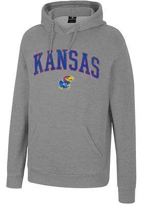Colosseum Kansas Jayhawks Mens Grey Allen Long Sleeve Hoodie