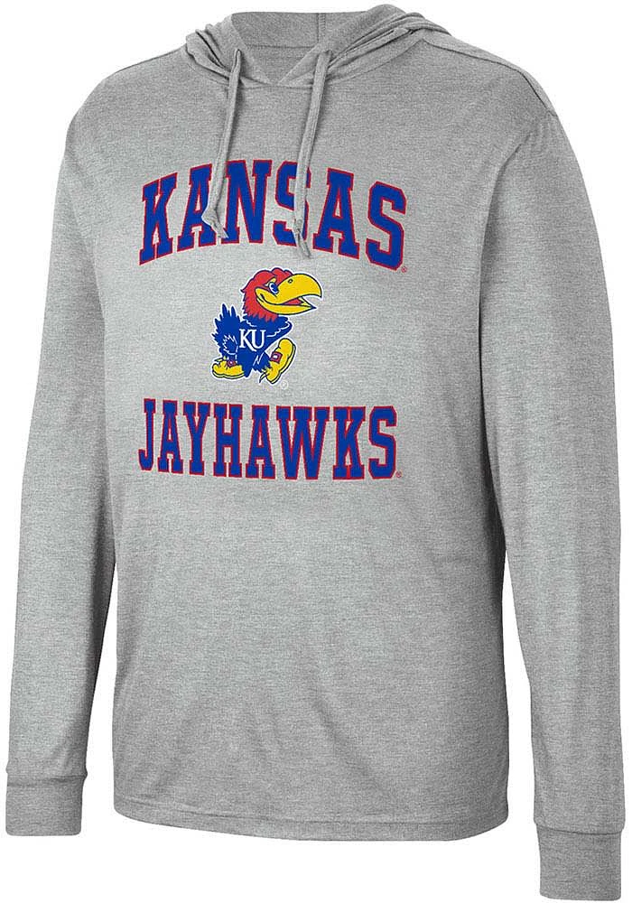 Colosseum Kansas Jayhawks Mens Grey Collin Long Sleeve Hoodie