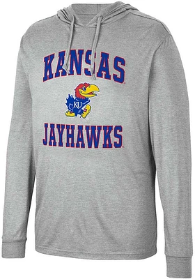 Colosseum Kansas Jayhawks Mens Grey Collin Long Sleeve Hoodie