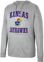 Colosseum Kansas Jayhawks Mens Grey Collin Long Sleeve Hoodie