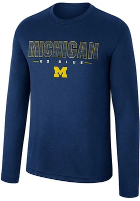 Colosseum Michigan Wolverines Blue Messi Long Sleeve T-Shirt