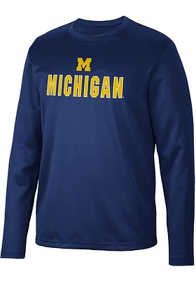 Colosseum Michigan Wolverines Blue Reed Long Sleeve T-Shirt