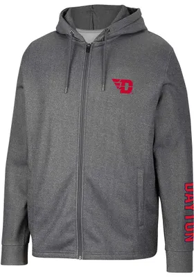 Colosseum Dayton Flyers Mens Charcoal Lockett Long Sleeve Zip