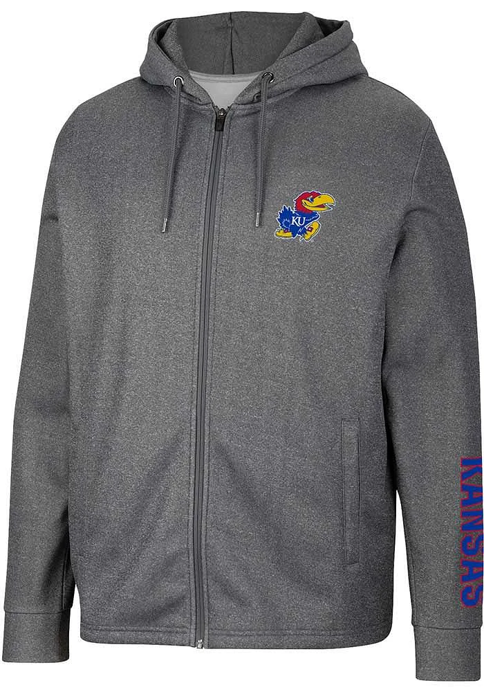 Colosseum Kansas Jayhawks Mens Charcoal Lockett Long Sleeve Zip