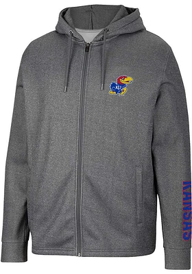 Colosseum Kansas Jayhawks Mens Charcoal Lockett Long Sleeve Zip