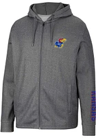 Colosseum Kansas Jayhawks Mens Charcoal Lockett Long Sleeve Zip