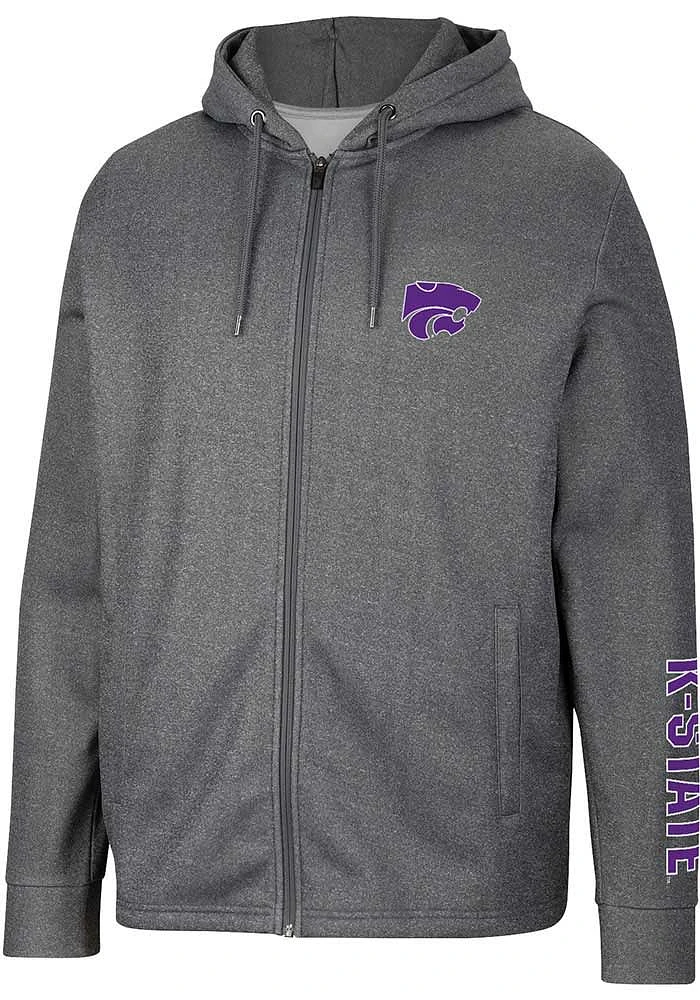 Colosseum K-State Wildcats Mens Charcoal Lockett Long Sleeve Zip