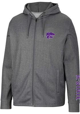 Colosseum K-State Wildcats Mens Charcoal Lockett Long Sleeve Zip