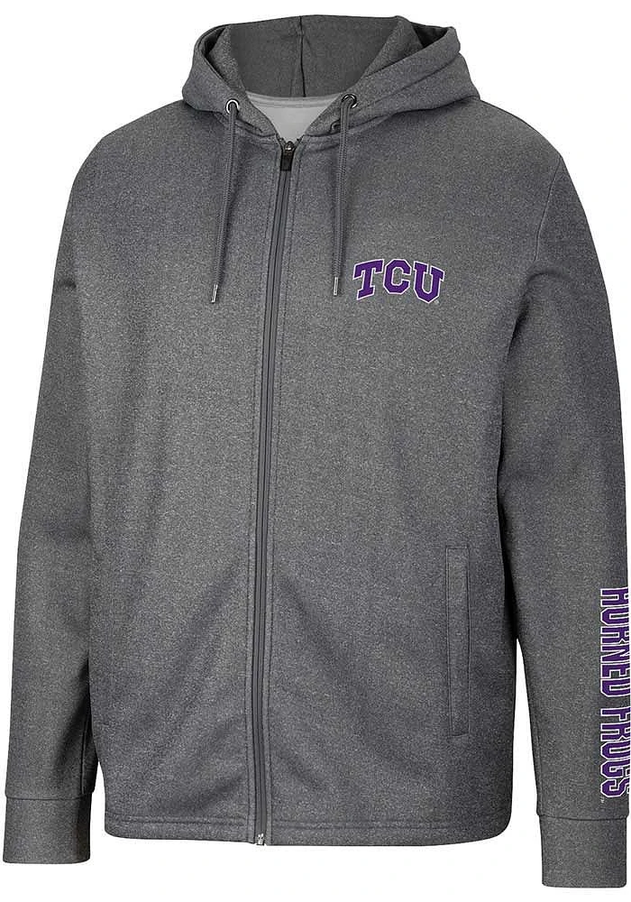 Colosseum TCU Horned Frogs Mens Charcoal Lockett Long Sleeve Zip