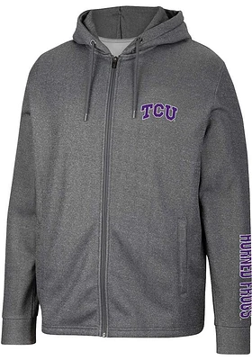 Colosseum TCU Horned Frogs Mens Charcoal Lockett Long Sleeve Zip