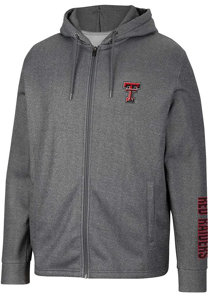 Colosseum Texas Tech Red Raiders Mens Charcoal Lockett Long Sleeve Zip