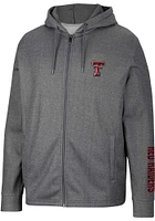 Colosseum Texas Tech Red Raiders Mens Charcoal Lockett Long Sleeve Zip