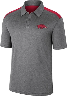 Colosseum Arkansas Razorbacks Mens Charcoal Rahm Short Sleeve Polo