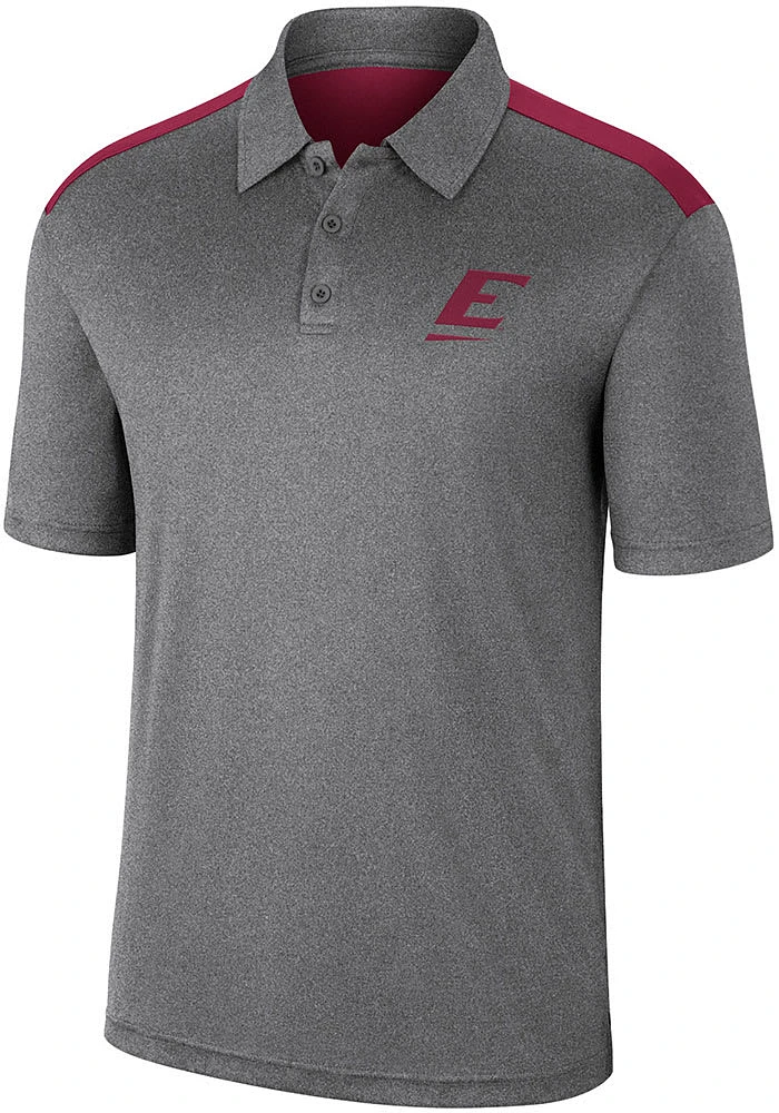 Colosseum Eastern Kentucky Colonels Mens Charcoal Rahm Short Sleeve Polo