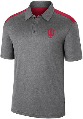 Colosseum Indiana Hoosiers Mens Charcoal Rahm Short Sleeve Polo